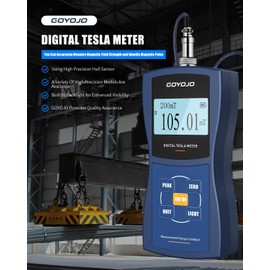 Gauss/Tesla Meter with High Precision Probe & Auto Range Recording 0-20000Gs N/S Polarity Identification, Magnetic Field Tester for Residual Magnetism & Nondestructive Testing