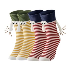 2 Pairs Magnetic Socks That Hold Hands Set, Novelty Hand In Hand Funny Socks, Funny Gifts for Women Men Girlfriend Friends Partner Couples Children