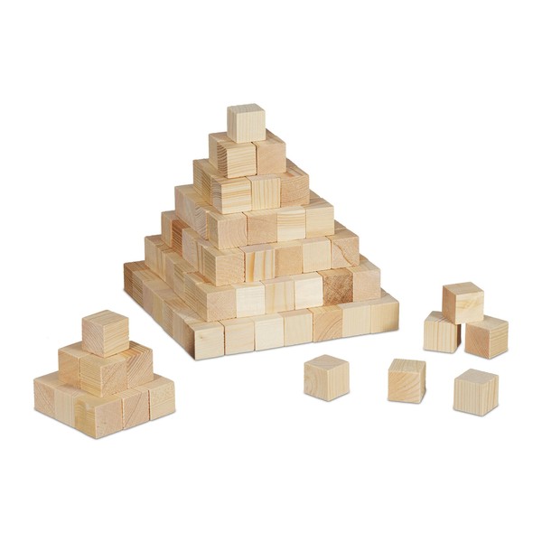 Relaxdays Wooden Cube Set of 160 for Crafts, Wooden Blocks