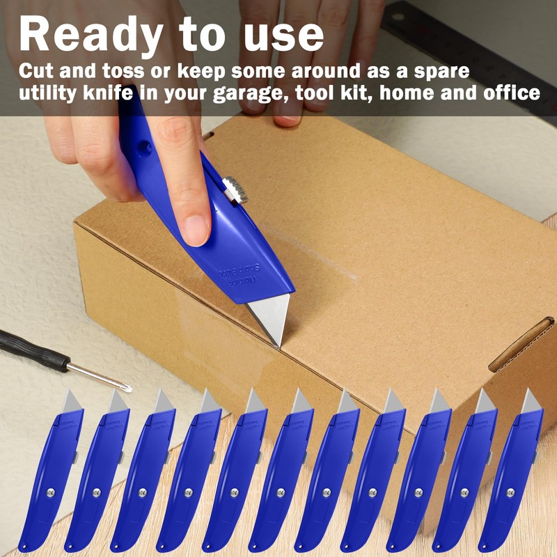 Lasnten 12 Pcs Box Cutter Bulk Retractable Utility Knife Heavy