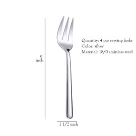 Enwinner Tenedores para servir platos de acero inoxidable de 9 pulgadas, utensilios para tartas y mantequilla (4 tenedores para servir)