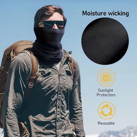 BUYUP Neck Gaiter Face Cover Scarf(2 Pack) with Ear Loops-Sun Dust Protection Fishing Hiking Mask for Men Women