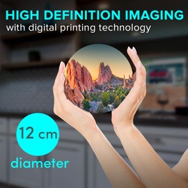 1 x Round Jumbo Size Coaster 12cm Garden of the Gods Colorado Springs USA Cork Backed MDF Glossy Tea Coffee Accessory #50997