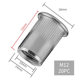 Gueenky Pack of 20 Rivet Nuts M12 Stainless Steel Rivet Nuts M12 Stainless Steel Retractable Nuts Thread Rivets Nutsert Blind Rivet Nuts Rivet Nuts for Metal Plastic