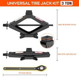 Universal Car Jack Kit Scissor Jack for Car 3 Ton 6614 LBS Spare Tire Changing Kit,Portable Tire Jack Repair Kit with Lug Wrench,Car Lifting Jack for Auto/SUV/MPV