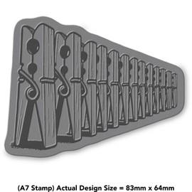 'Wooden Clothes Pegs' Rubber Stamp - Unmounted Design for Crafting & Scrapbooking, A7 (RS00060425)
