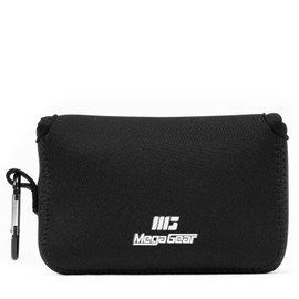 MegaGear Canon PowerShot G1X Mark III Ultra Light Neoprene Camera Case, with Carabiner, Black (MG1376), PU Leather