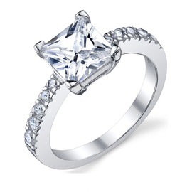 Bonndorf 1.25 Carat Princess Cut Cubic Zirconia CZ Sterling Silver 925 Engagement, Wedding Ring Size 9