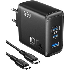 INIU 100 W USB C Fast Charger, (GaN III 3 Ports) Laptop Power Supply PD PPS Charger Fast Charger - White
