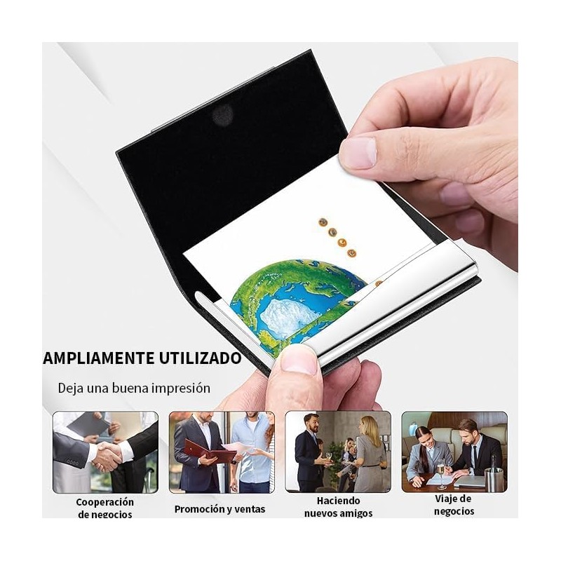 Tarjetero Hombre y Mujer de Cuero PU, Porta Tarjetas Profesional