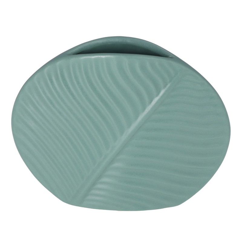 Leaves Pattern Ceramic Vase Nordic Style Dark Green Flat Leaf