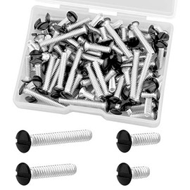 TOYMIS 100Pcs 4 Sizes 6-32 Thread Black Wall Plate Screws Outlet Cover Screws Switch Cover Screws Replacement Wall Plate Screws Electrical Screws (Black)
