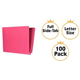 The File King Full Side Tab Red File Folder - Letter Size | Box of 100 | Space for Jacket Labeling | 11-Point Fiber Construction | Organize Papers for Shelf Filing | USA Made
