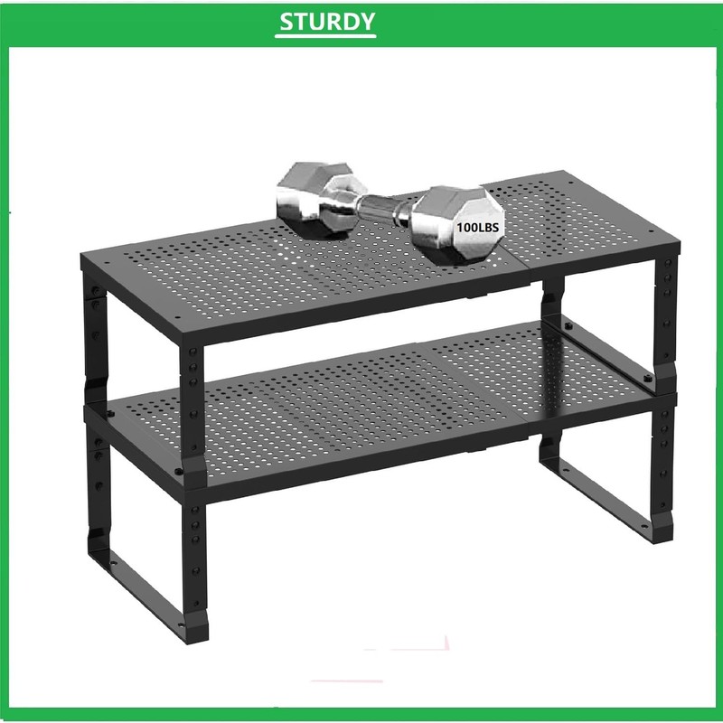 Asiingkel Metal Stackable Expandable Storage Shelf - Multi-Functional Home Storage