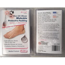 PEDIFIX Visco-GEL Silicone Moleskin Protective Foot Padding Sheets 2-1/2x3" TWO