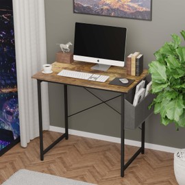 YSSOA Small Space Writing Desk with Headphone Hooks, Modern Simple Design, Suitable for Study, Home Office and Living Room