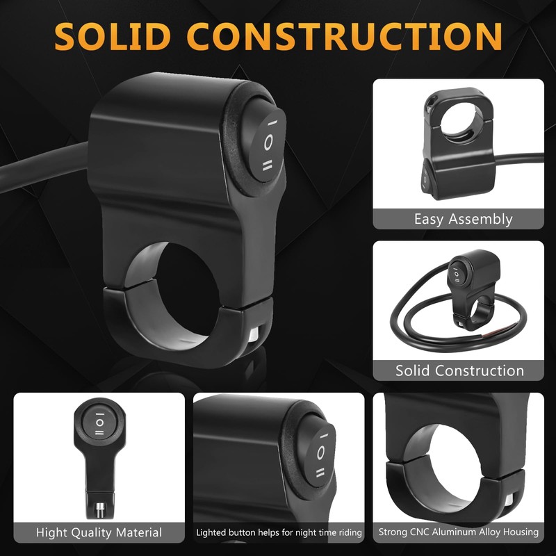 Wai Danie 7/8" Motorcycle Handlebar Headlight Switch ON-OFF Three-Position Waterproof