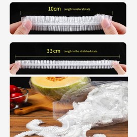 WADY 200 Pcs Food Covers Clear Elastic Food Storage Covers Stretchable Plastic Food Wraps, Elastic Covers for Storage Containers,Plastic Bowl Covers with Elastic Edging (200)