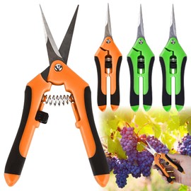4 Pieces Garden Shears, Harvesting Shears Made of Stainless Steel, Fruit Picking Scissors Pruning Household Branches in Pots, Small, Straight for Precise Harvesting of Herbs (Orange, Green)
