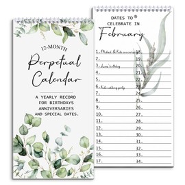 Spakon Perpetual Calendar Undated Calendar 12-Month Office or Family Wall Timetable for Birthday 5 x10 Inch Greenery Wall Perpetual Reminder Twin-wire Binding for Anniversaries Important Days Festival