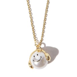 Raybeams Gold One Size Women's Medley Smile Pearl Necklace, Pearl Brass Silver pearl Vinyl Brass Silver