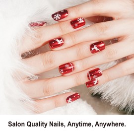 Semi Cured Gel Nail Strips Christmas Reindeer Snowflake Gel Nail Wraps 28 Stickers | Arctic Noel