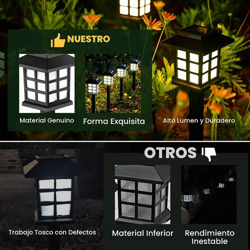 Luces Solares GIGALUMI FXD-12 – Pack 12 LED impermeables para