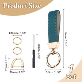 uxcell Leather Wristlet Keychain, 5 Inch Car Keys Chain Holder with Key Ring and Anti-Lost D Ring, Key Lanyard Wristband for Women Men ID Badges Card Wallet, Green