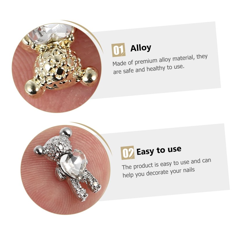 FOMIYES 3sets Nail Art Decorations Bear Charms Diy Manicure Accessories