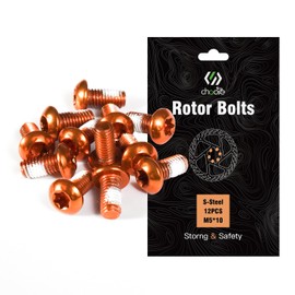 CNCLOL MTB Disc Rotor Bolts，M5x10mm Brake Rotor Bolts，12Pcs Steel Rotor Bolts for Bike（red/blue/orange/green/Black/gold）