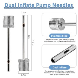 GZSYWZ Ball Pump Needles - Pack of 6 Air Pump Needles Stainless Steel Double Hole Valve Adapter Inflatable Needle Ball Pump Inflation Needles Ball Pump Needle for Footballs, Basketball, Rugby Balls