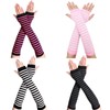 Scettar 4 Pairs Women's Long Fingerless Gloves, Striped Knitted Arm