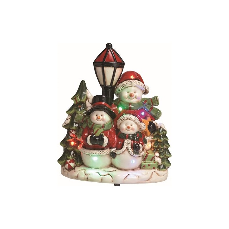Transpac Dolomite 11.25 in. Multicolor Christmas Snowman Family LED Light-Up