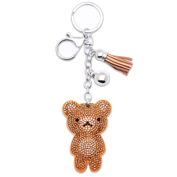 AuPra Brown Teddy Bear Tassel Women KeyChain Gift Idea Lady