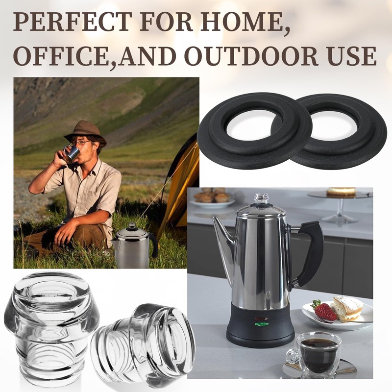 Coffee Percolator Plastic Knob Top and Washer Rings Compatible with