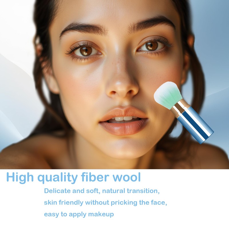 Xinpinzhou Blue Retractable Makeup Brush, Retractable Blush Blusher Face Powder