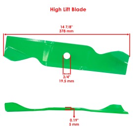 Caltric 14 7/8 inch x 3/4" Circle Hole 46" Deck High Lift Blade For Cub Cadet