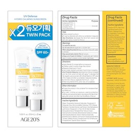 Protector solar hidrocalmante AGE20 UV Defense SPF 60  Protector solar coreano  Fórmula cremosa humectante, sin tono blanco, acabado ligero  Té verde 