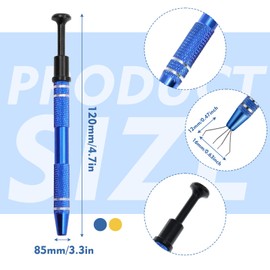 2 Pcs Jeweler's Pick Up Tool, Piercing Ball Grabber Tool with 4 Prongs, Piercing Tools for Changing Jewelry for Tiny Objects Ic Chips Electronic Components Nail (Gold and Blue)