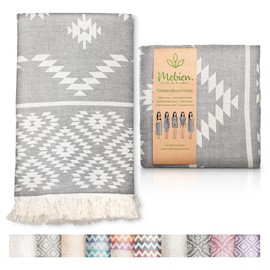 Mebien touche de la nature Premium Turkish Beach Towel – 35"x67" Lightweight Quick Dry Towel – 100% Cotton Sand-Free Turkish Towels – Ocean Light Grey