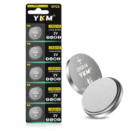 YKM 5 Pack CR2016 Battery DL2016 CR2016 3V Lithium Coin Battery for Car Remote Key Fob Watch CR 2016 Button Battery