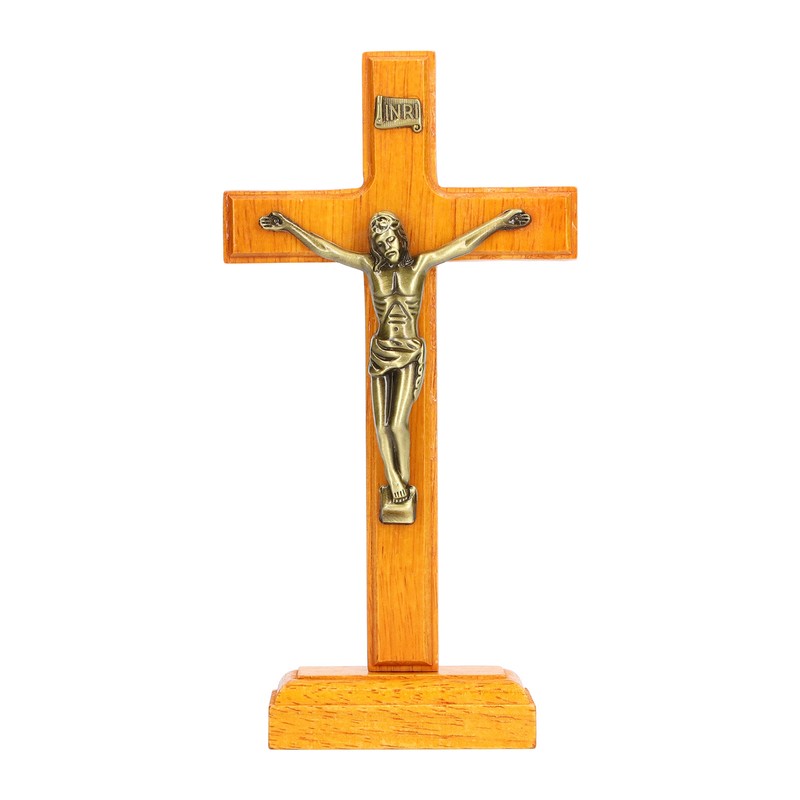 Crucifix Wooden Hand Made Standing Catholic Jesus Crucifix Wall Cross