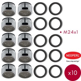 Schläfer 160016, M24 Water Saving 70% Neoperl Universal Tap Aerator M24, Perlator DL M24X1, Soft Jet Jet Class Z 7.5 Litres/Min, with Seal Pack of 10