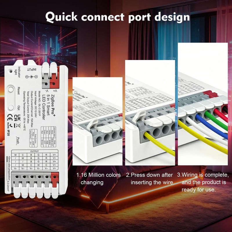 Vibe2Go ZigBee 3.0 Pro+ 5-in-1 Smart LED Controller, 20A Max