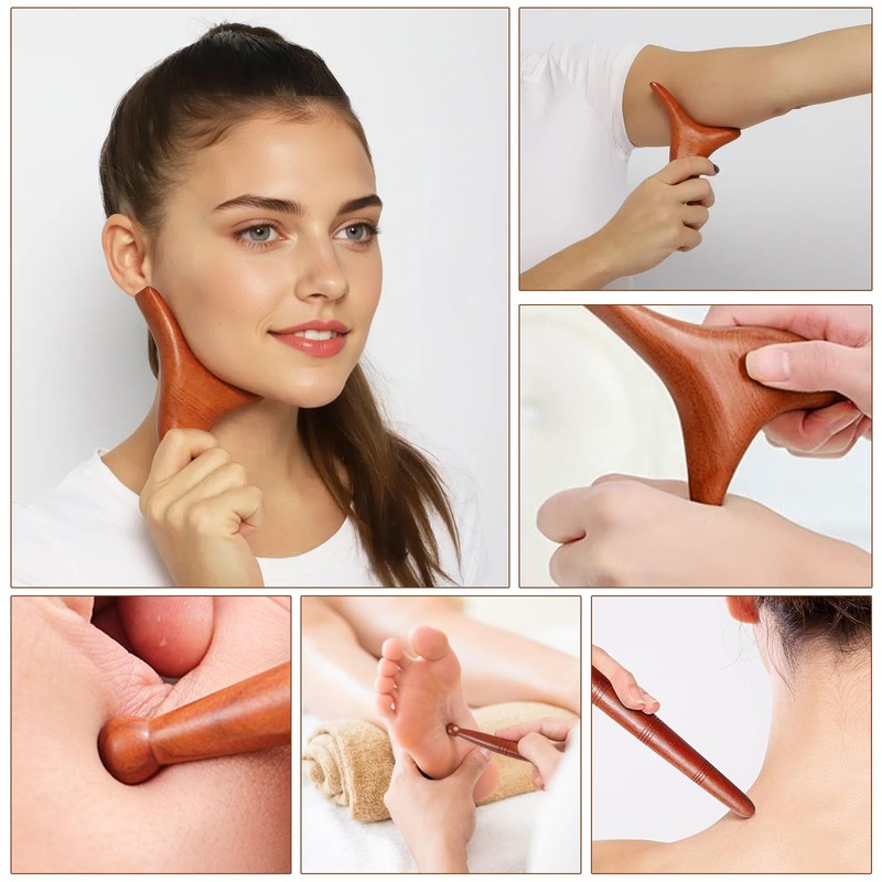Gykutix 8-Piece Wooden Trigger Point Massager Set, Trigger Point Pusher,