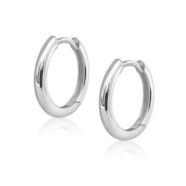 Mary & Jules Silver hoop earrings made of recycled silver - simple women's earrings silver hoop earrings made of 925 sterling silver, stud earrings for women and girls, skin-friendly, Sterling Silver