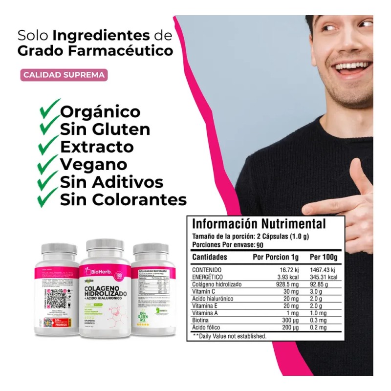 BioHerb | Colágeno Hidrolizado + Ácido Hialurónico de Alta Concentración