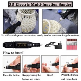 54PCS 3D Printer Accessories, 3D Printer Tool Kit with Hand Files Set, Deburring Tool, Electric Polishing Machine, Model Carving Tool, Cutting Pliers, Resin Scraper for 3D Print Burring and Finishing