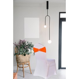 Elegant Event Essentials - 10 Pieces - Spandex Stretch Elastic with Round Buckle Slider Chair Cover Band, Sash Tie For Wedding, Party Chair Decor, Hotel, Christmas, Reception, Banquets - Orange