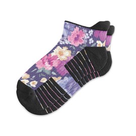 Viasox Ankle Compression Socks for Women & Men, 14 mmHg Support Improves Circulation, Extra Cushioned (Floral, M/L)